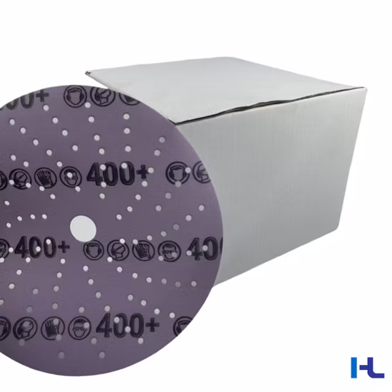 6 인치 150mm 17 홀 보라색 필름 백킹 그라인딩 패드 후크 및 루프 샌딩 페인트, 디버링, 녹, 금속, 자동차 차체 림용 연마 벨크로 샌드 그라인딩 디스크